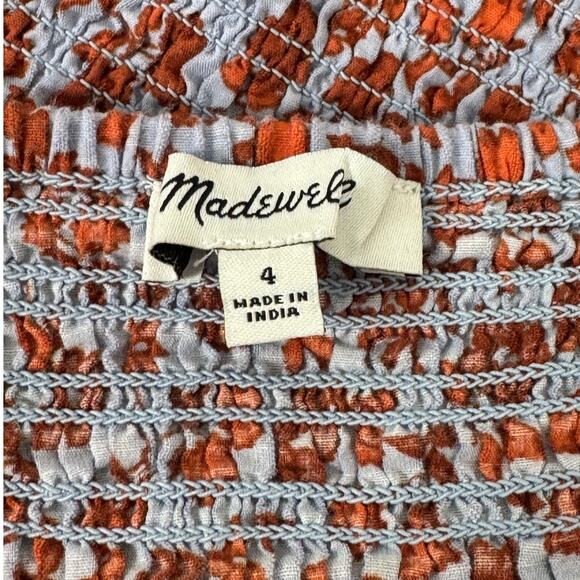 NWOT Madewell Button-Front Smocked Back Top in Piccola Floral Size 4 - Picture 6 of 10